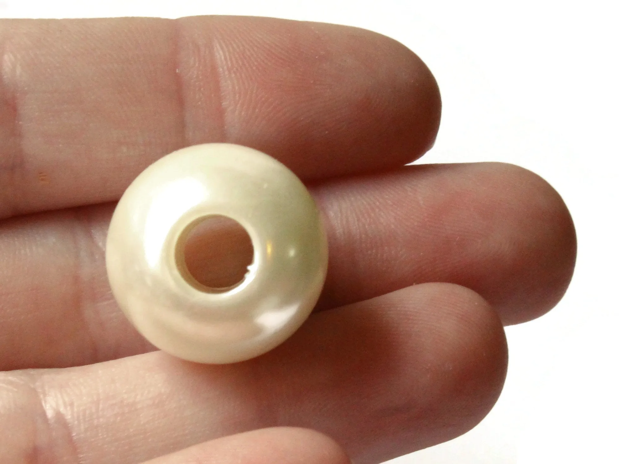 10 20mm Large Hole Ivory White Plastic Pearl Beads