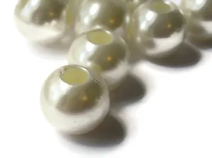 10 20mm Large Hole Ivory White Plastic Pearl Beads