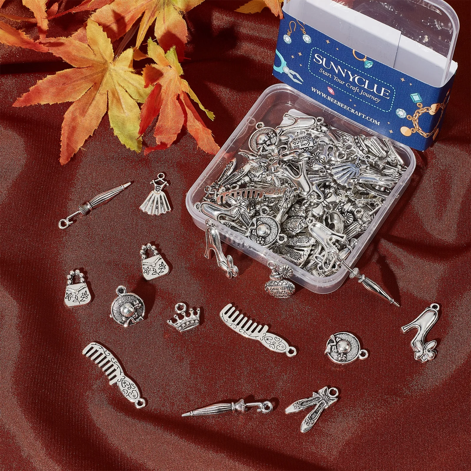 100Pcs 10 Style Girl Theme Tibetan Style Alloy Pendants, Mixed Shapes, Antique Silver, 13.2~35x11~35x1.5~4mm, 10pcs/style