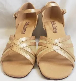 1.3" Harla -- Women's Thick Heel Latin Sandal -- Light Tan Satin