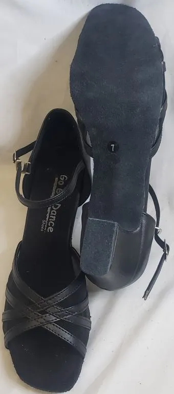 1.8" Petrona -- Women's Thick Heel Latin Sandal -- Black