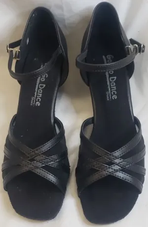 1.8" Petrona -- Women's Thick Heel Latin Sandal -- Black