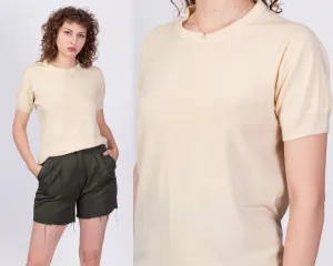 1950s Cream Wool Knit Top - Medium to Large