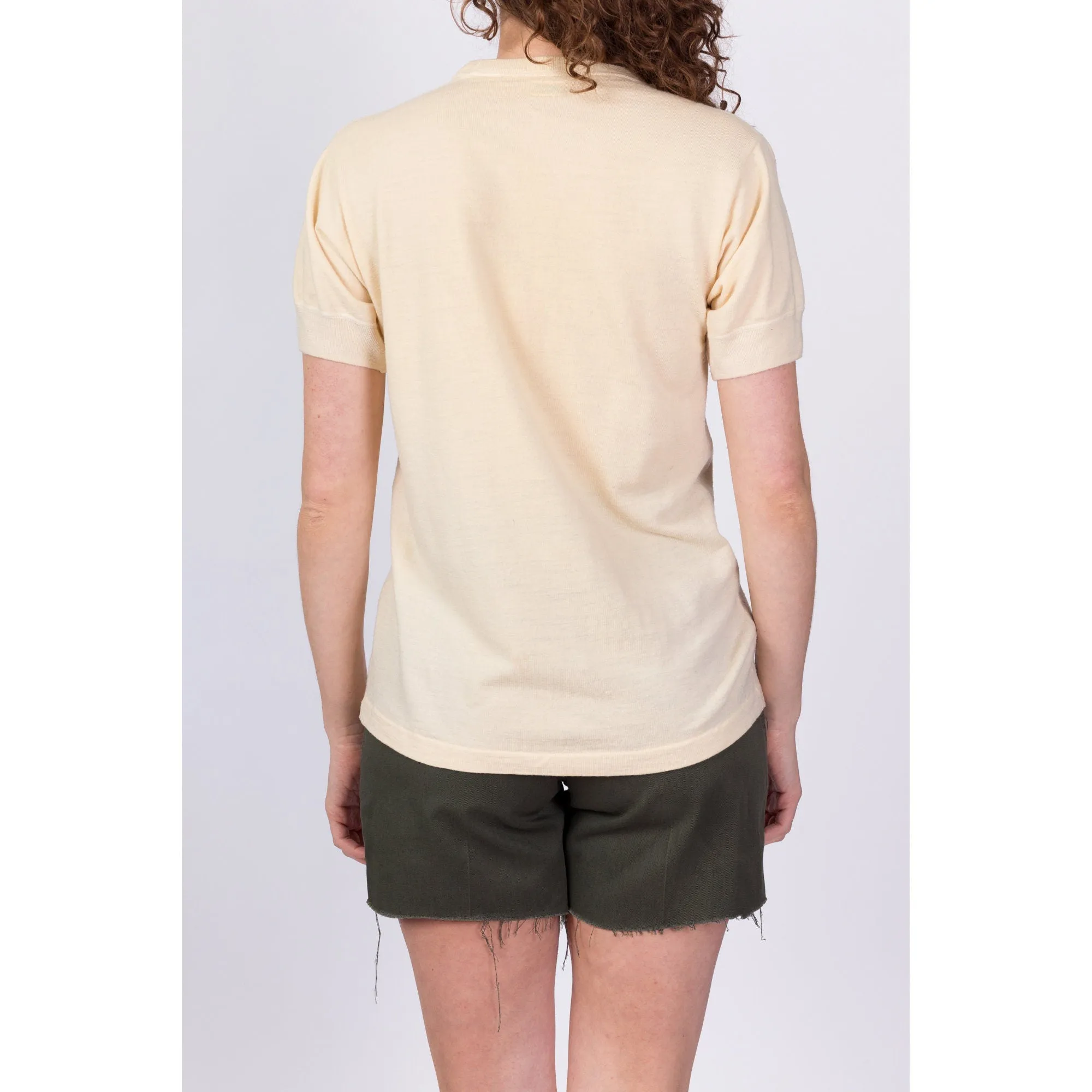 1950s Cream Wool Knit Top - Medium to Large