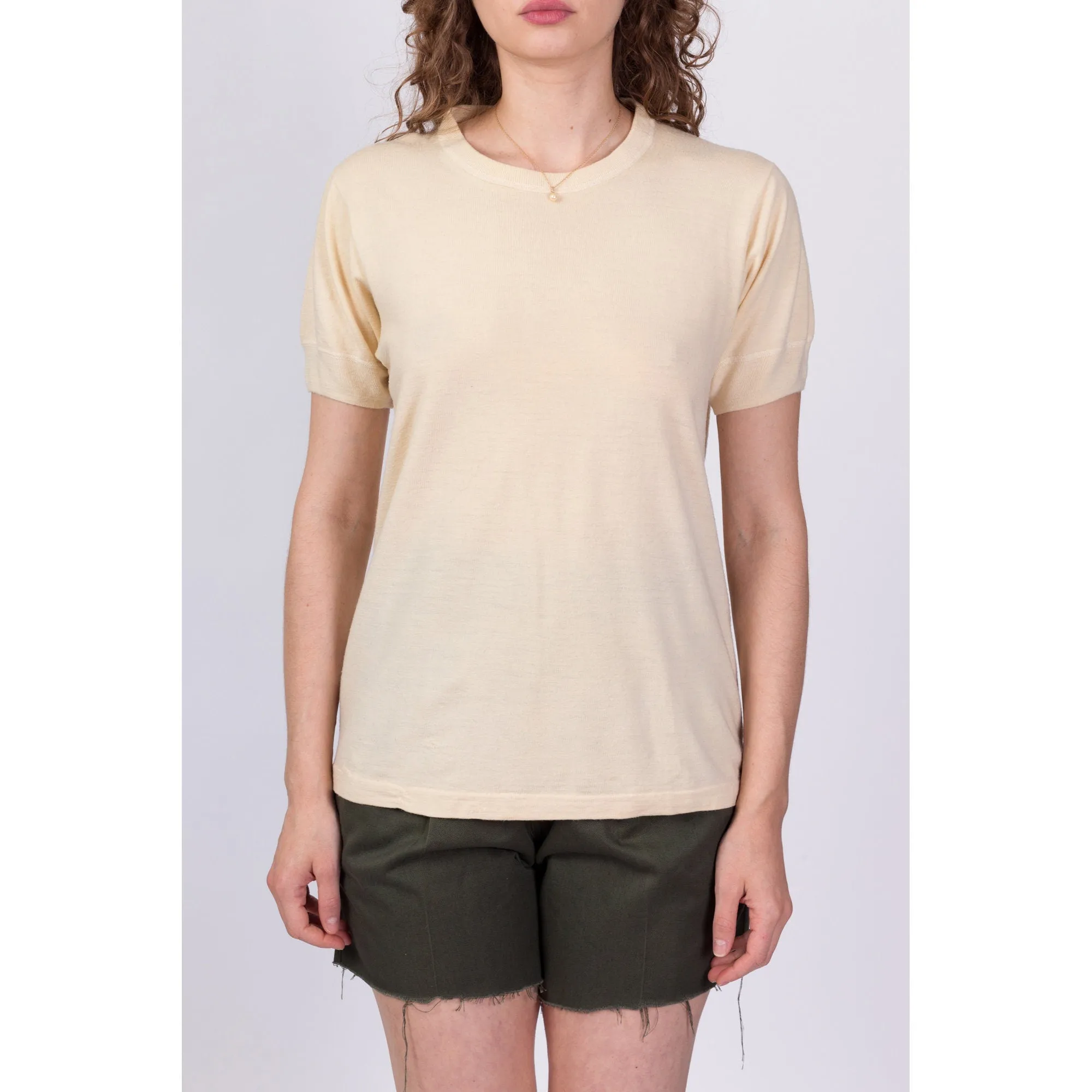 1950s Cream Wool Knit Top - Medium to Large