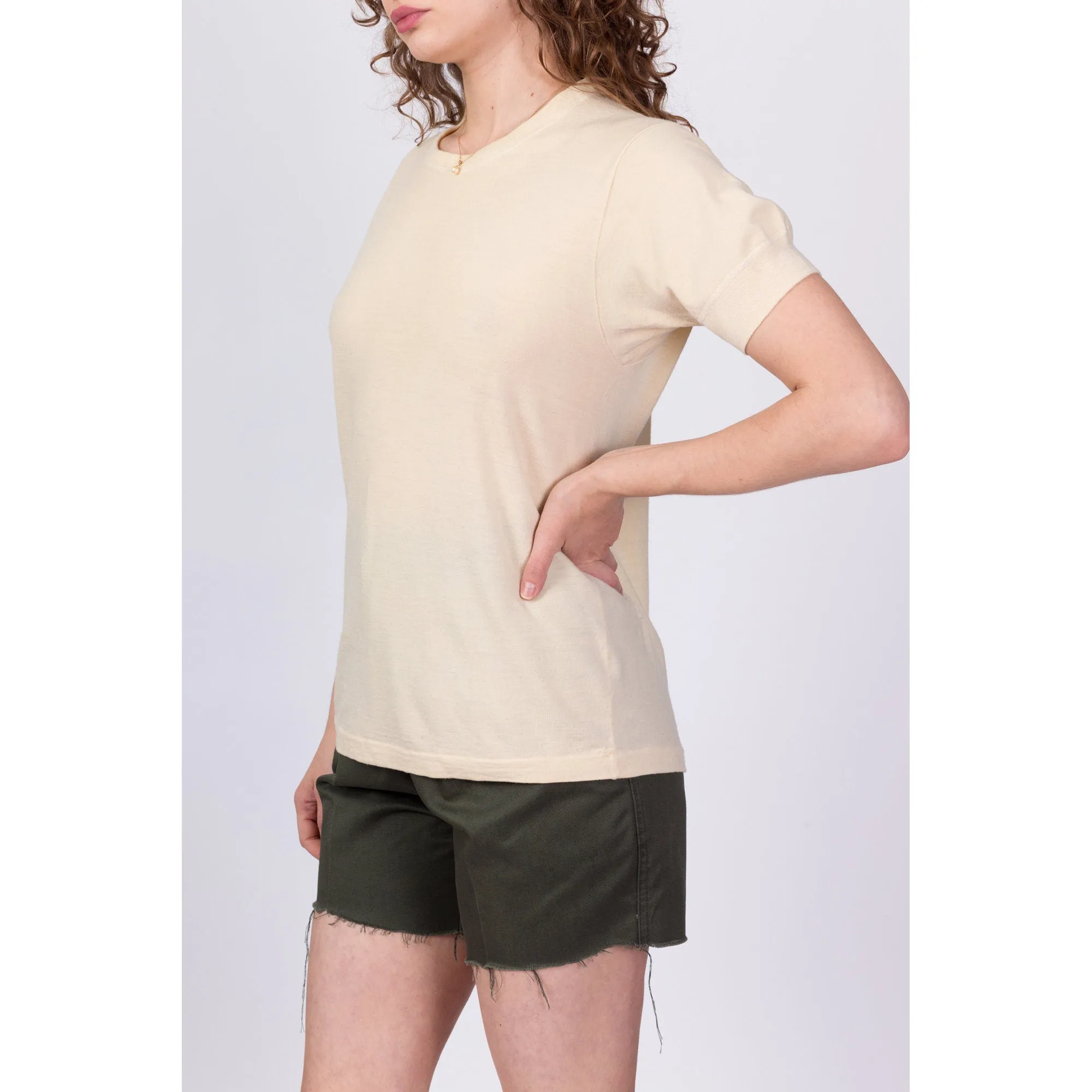 1950s Cream Wool Knit Top - Medium to Large