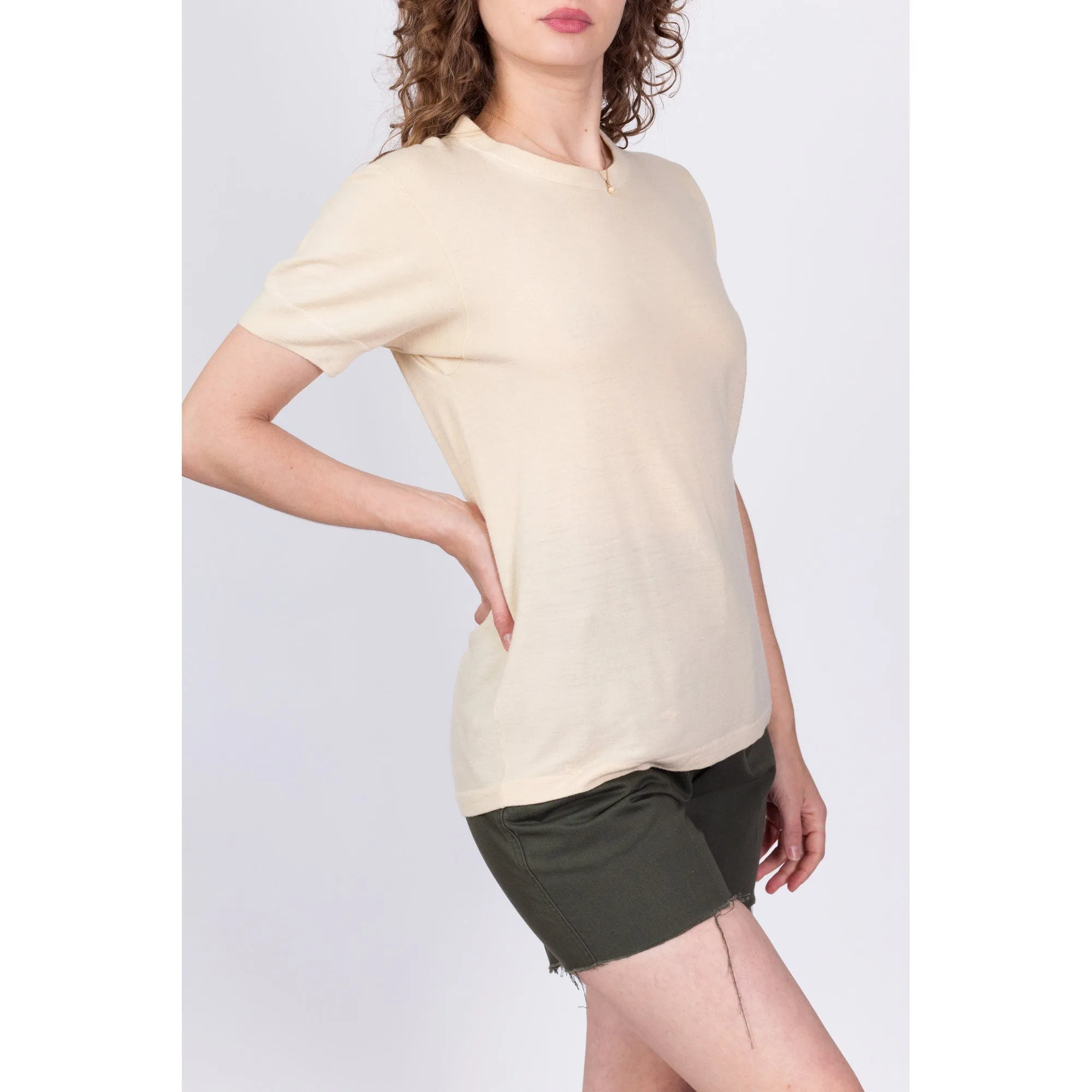1950s Cream Wool Knit Top - Medium to Large