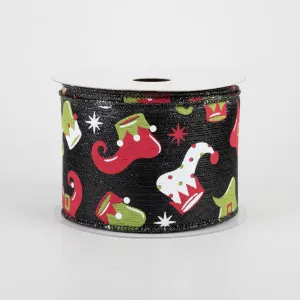 2.5" Elf Boots Metallic Ribbon: Black (10 Yards)