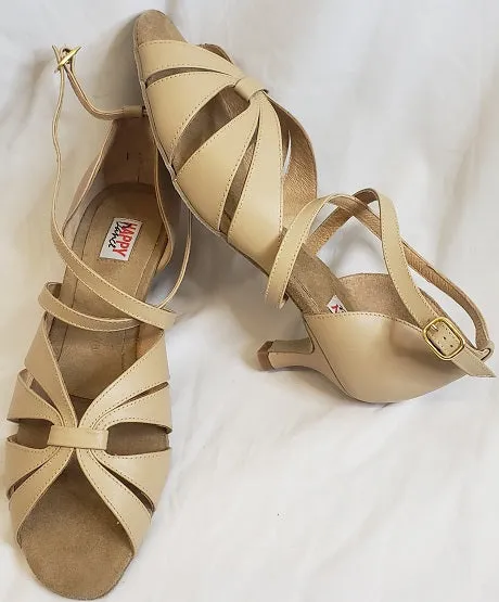 2" Amelia -- Flare Heel Latin Sandal -- Biscuit
