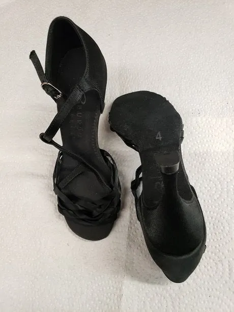 3" Miranda -- Women's Latin Sandal -- Black Satin