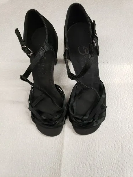 3" Miranda -- Women's Latin Sandal -- Black Satin