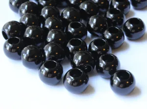 40 12mm Large Hole Black Faux Pearl Beads Round Plastic Pearl Beads
