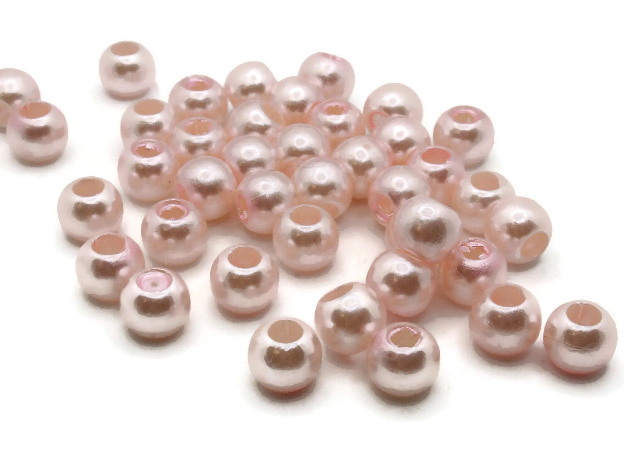 40 12mm Large Hole Blush Pink Plastic Pearl Beads