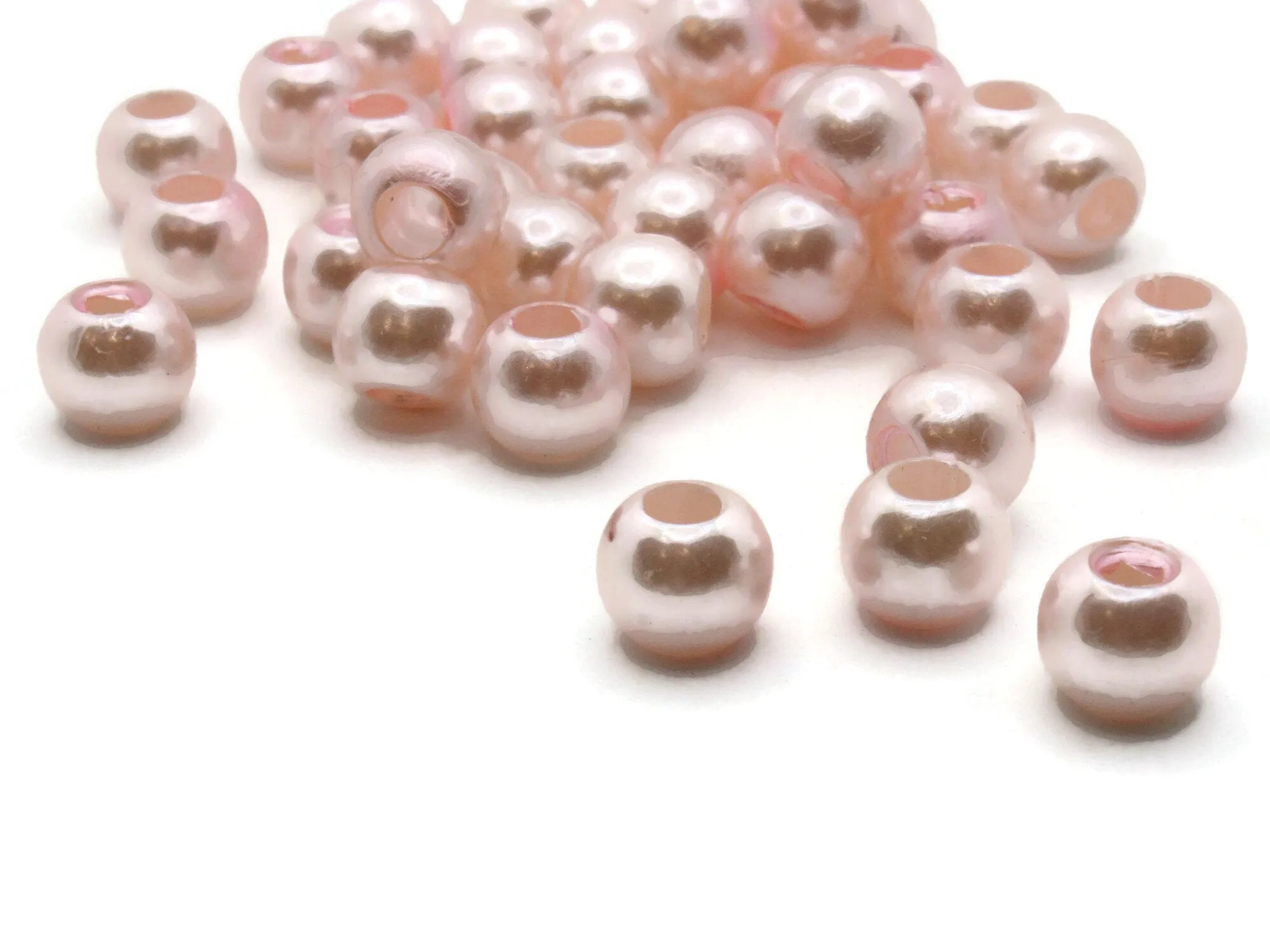 40 12mm Large Hole Blush Pink Plastic Pearl Beads