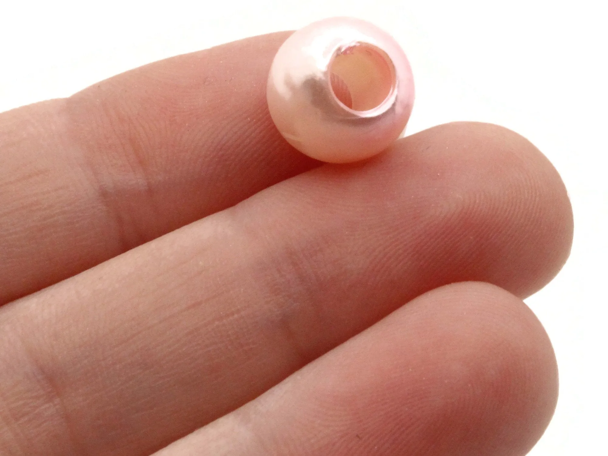 40 12mm Large Hole Blush Pink Plastic Pearl Beads