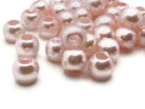 40 12mm Large Hole Blush Pink Plastic Pearl Beads