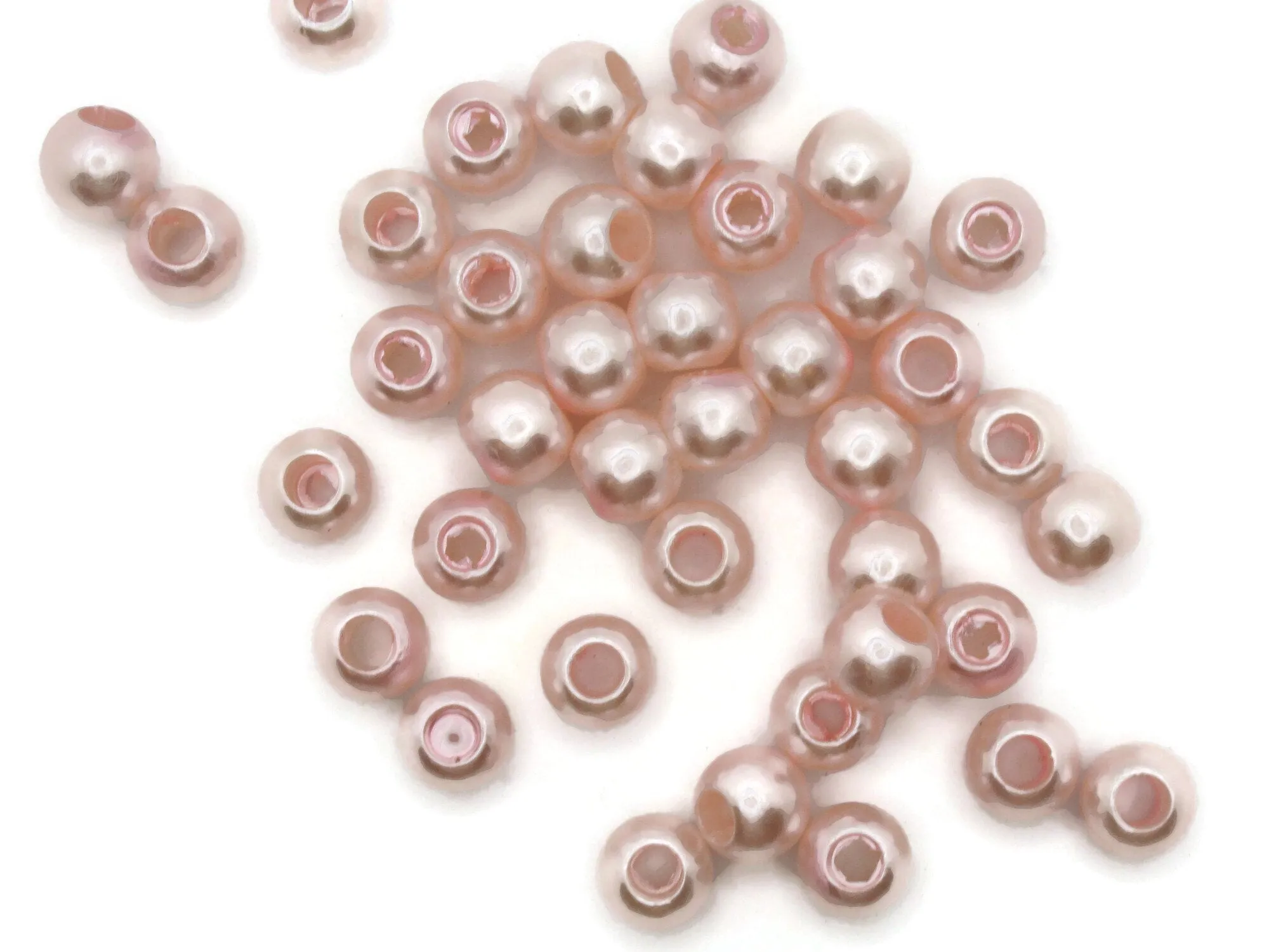 40 12mm Large Hole Blush Pink Plastic Pearl Beads