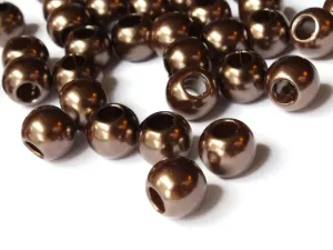 40 12mm Large Hole Brown Pearl Beads Plastic Pearl Beads