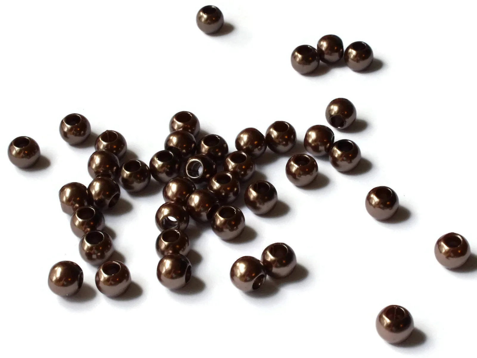 40 12mm Large Hole Brown Pearl Beads Plastic Pearl Beads