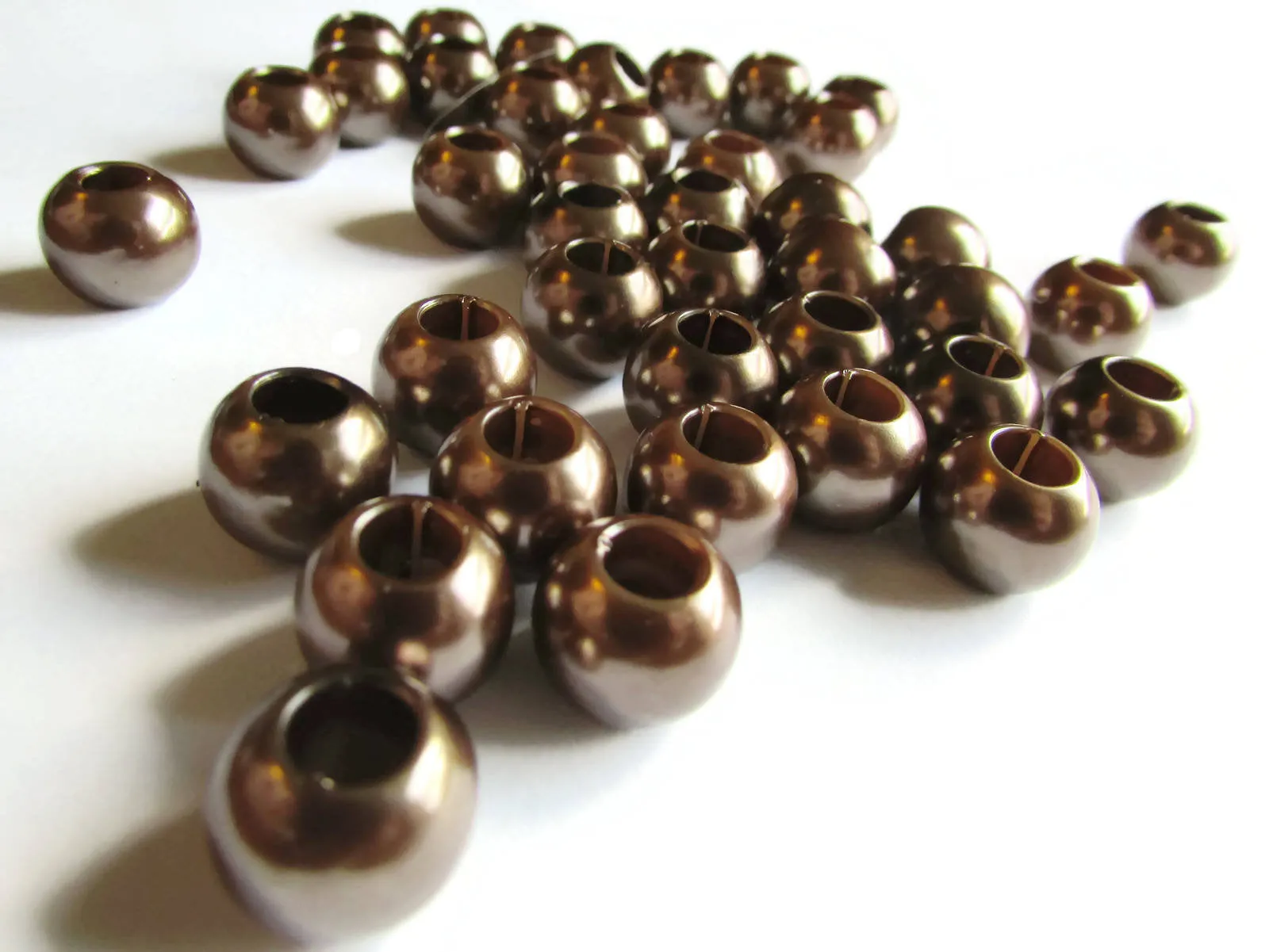 40 12mm Large Hole Brown Pearl Beads Plastic Pearl Beads
