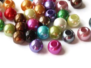 40 12mm Large Hole Pearls Mixed Color Faux Pearl Beads