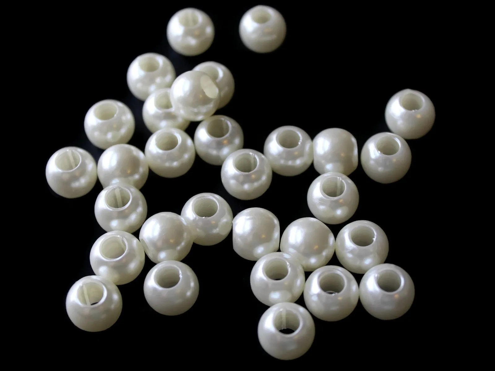 40 12mm Large Hole Pearls Round Ivory White Pearl Beads
