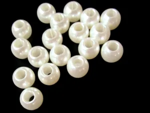 40 12mm Large Hole Pearls Round Ivory White Pearl Beads