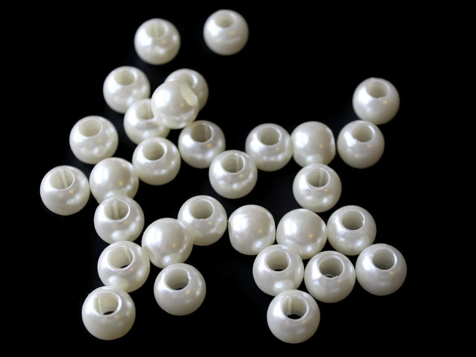 40 12mm Large Hole Pearls Round Ivory White Pearl Beads