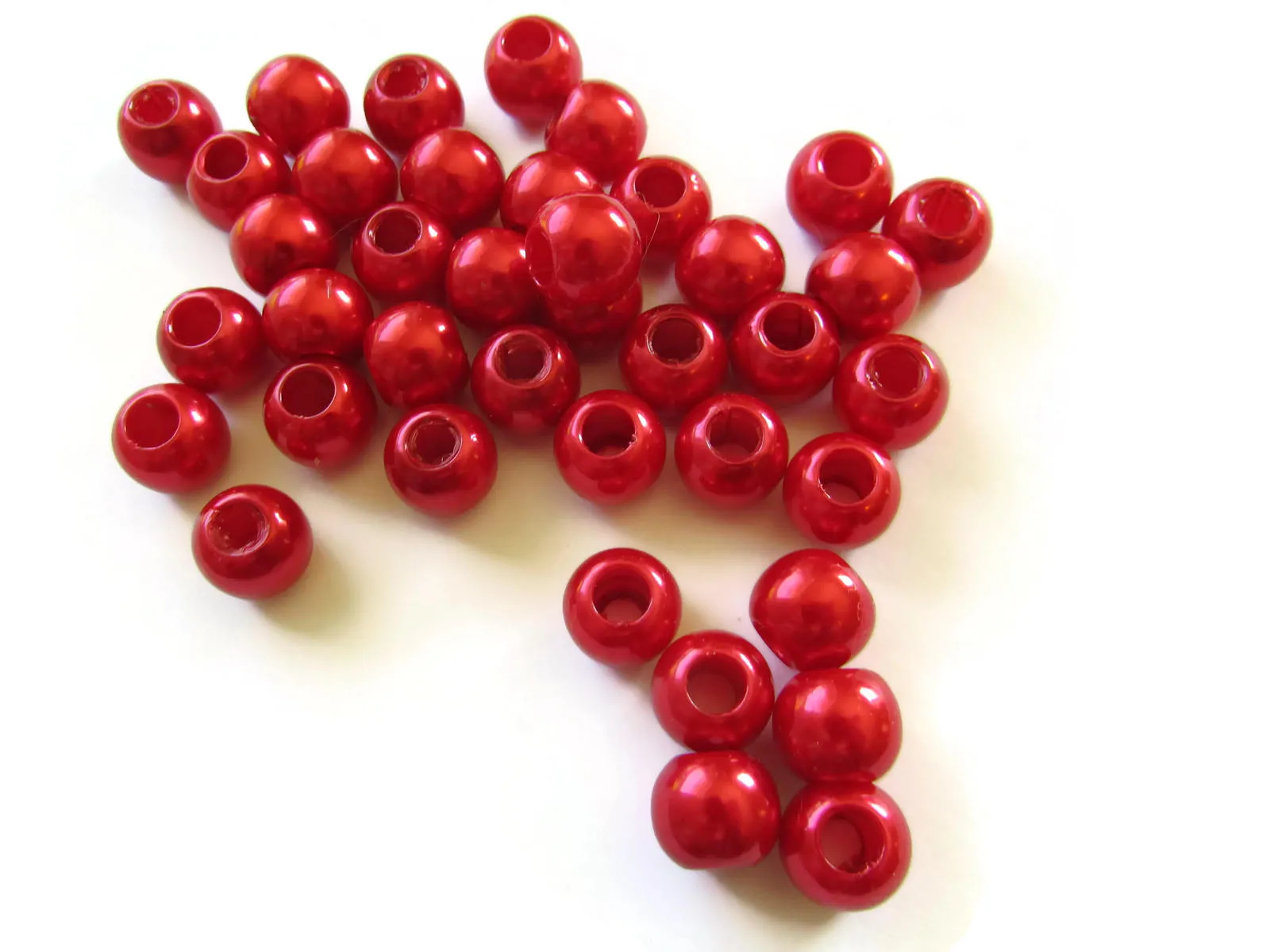 40 12mm Large Hole Pearls Round Red Pearl Beads Plastic Pearl Beads