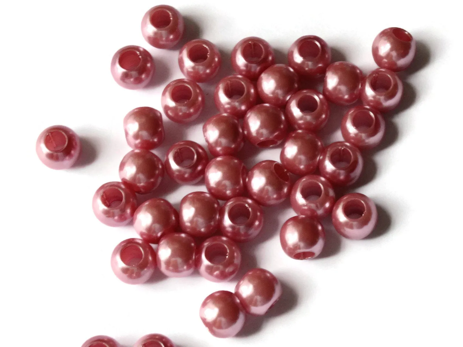 40 12mm Large Hole Pink Pearls Plastic Pearl Beads Faux Pearl Beads