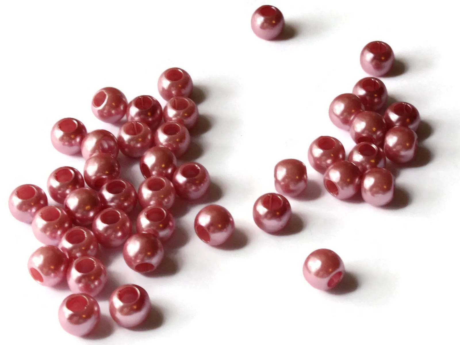 40 12mm Large Hole Pink Pearls Plastic Pearl Beads Faux Pearl Beads