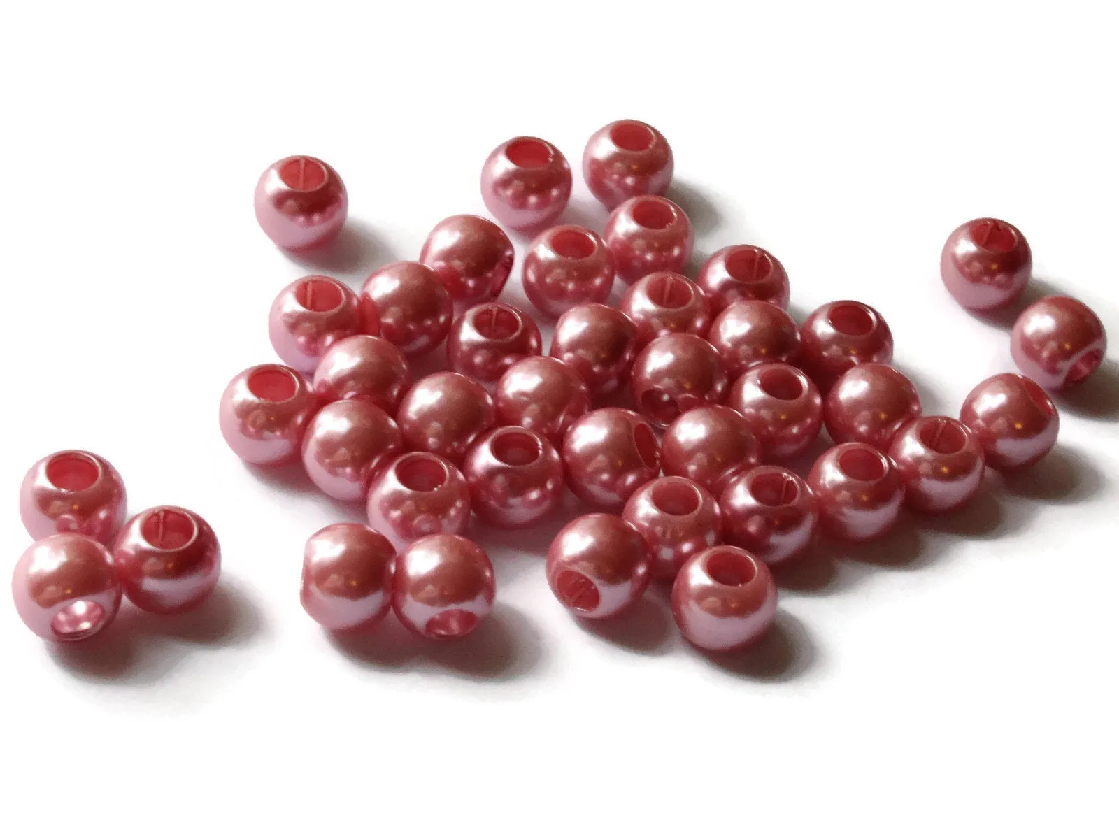 40 12mm Large Hole Pink Pearls Plastic Pearl Beads Faux Pearl Beads