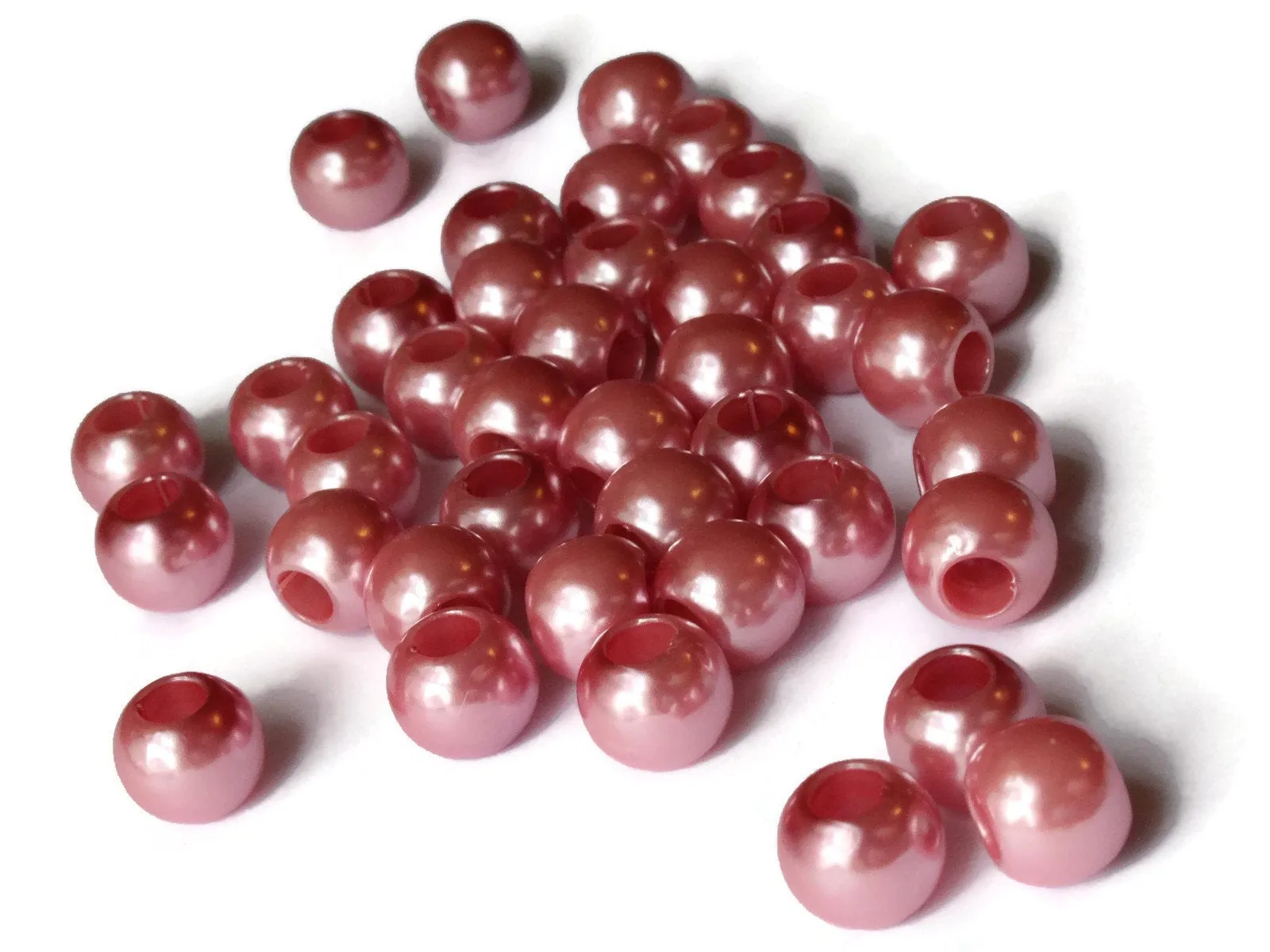 40 12mm Large Hole Pink Pearls Plastic Pearl Beads Faux Pearl Beads