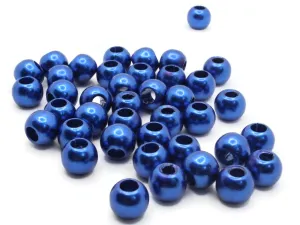 40 12mm Large Hole Royal Blue Round Plastic Pearl Beads