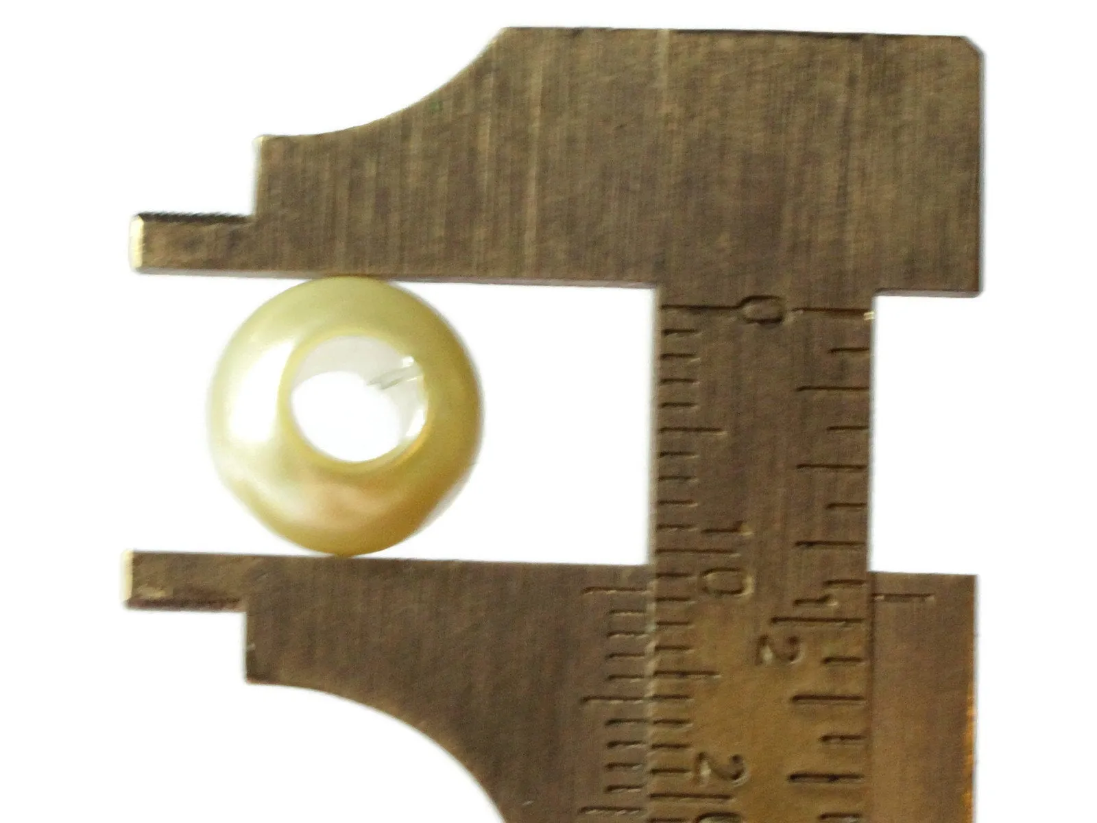 40 12mm Pale Yellow Large Hole Pearls Antique Ivory European Beads