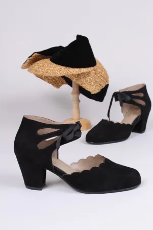 40's vintage style pumps in suede - Black - Alma