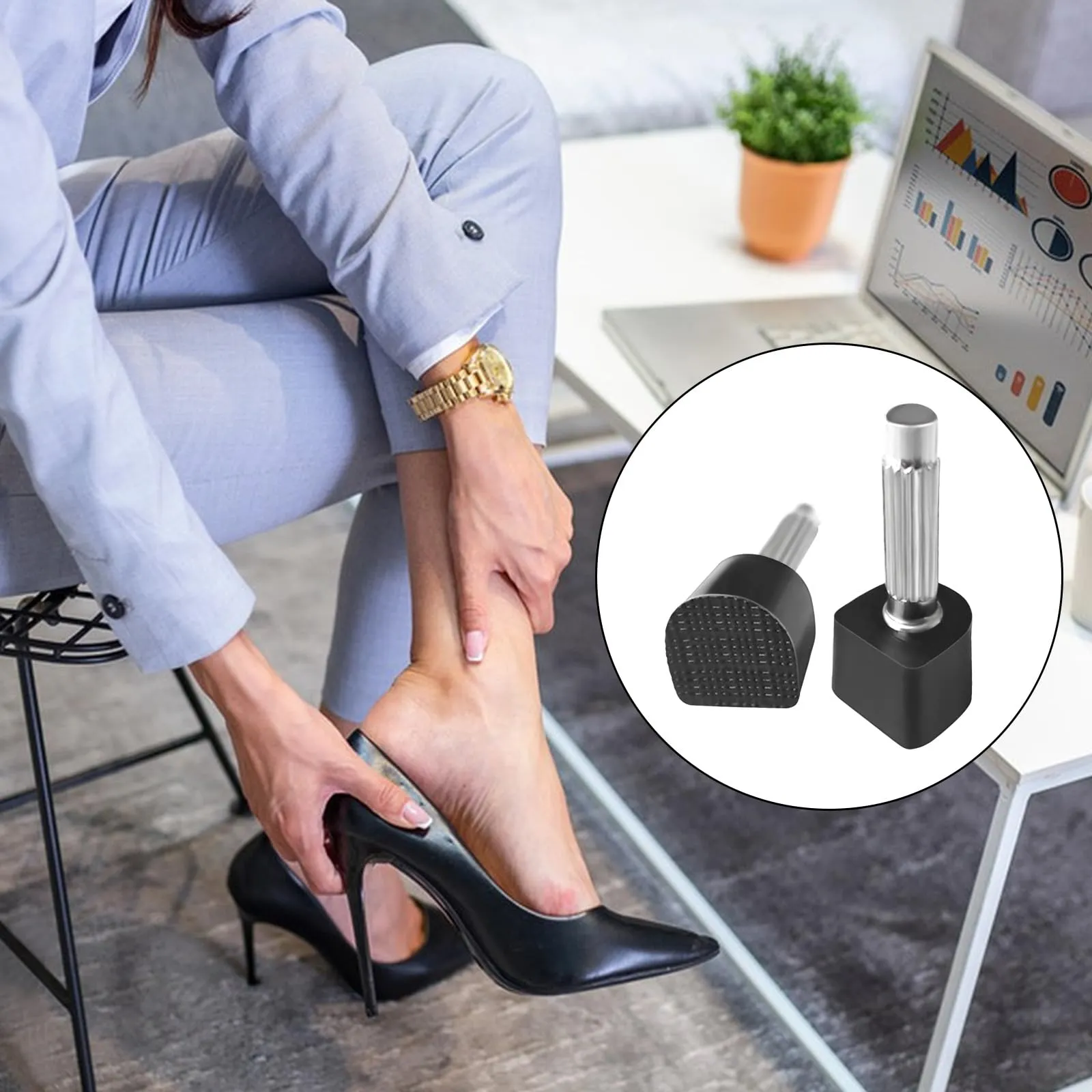 5 pairs of heel protectors for high heels - U-shaped replacement tips for dance shoes, non-slip and wear-resistant - black with metal pins - heel protectors for pumps and high heels