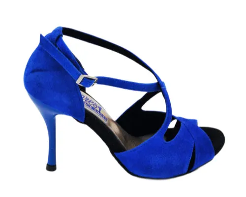 736 / 486 Tanzschuhe in blauem Wildleder