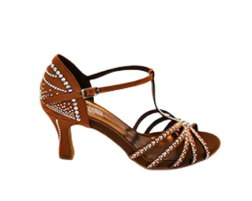 745 Tanzschuhe in Tan Satin Strass
