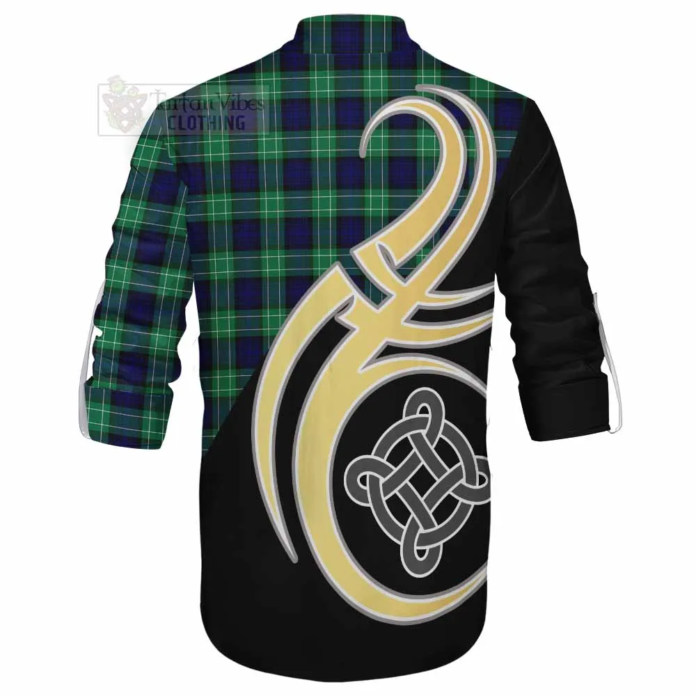 Abercrombie Tartan Ghillie Kilt Shirt with Family Crest and Celtic Symbol Style
