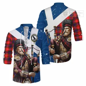 Abernethy Tartan Ghillie Kilt Shirt with Family Crest Scottish Bagpiper Vibes