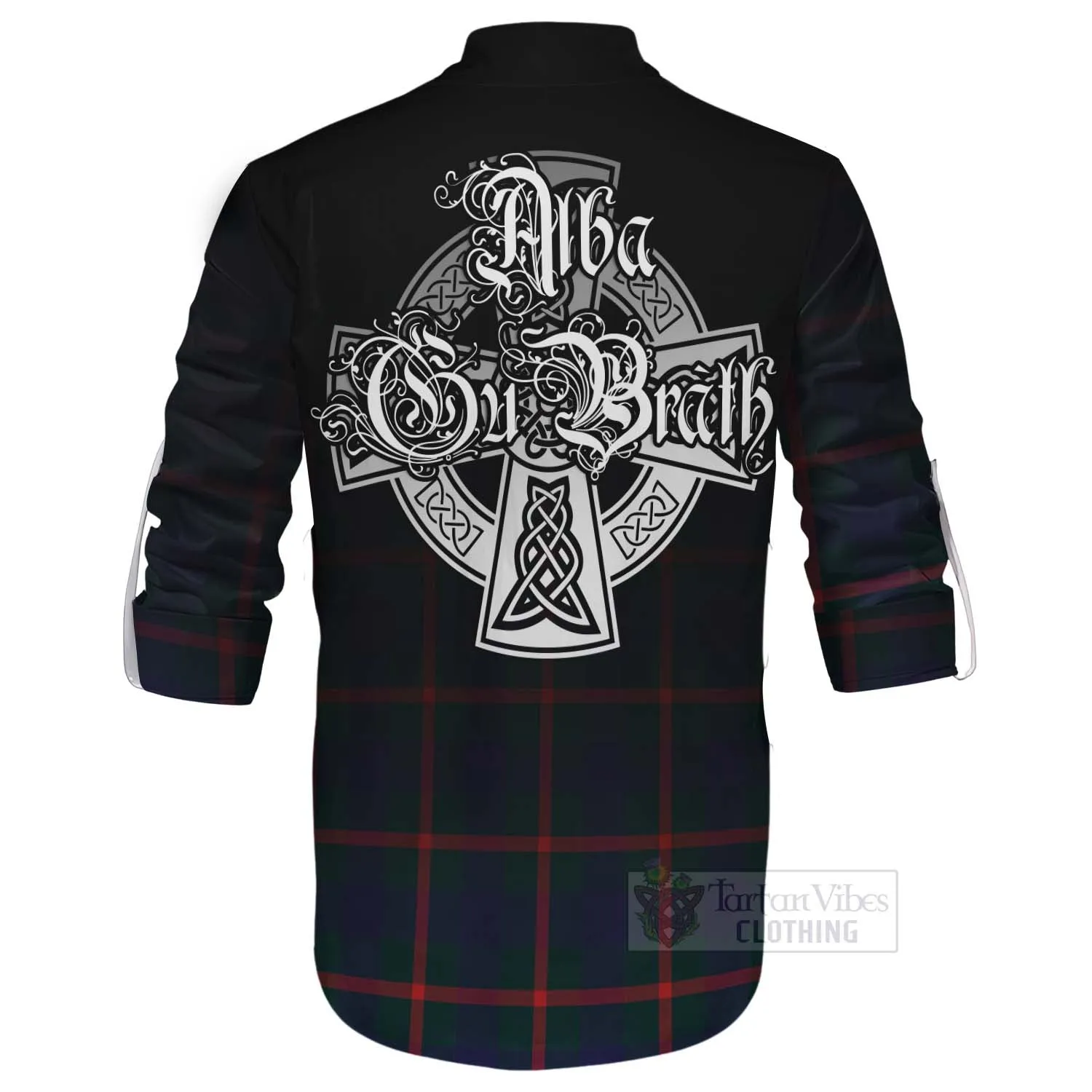 Agnew Tartan Ghillie Kilt Shirt Featuring Alba Gu Brath Family Crest Celtic Inspired