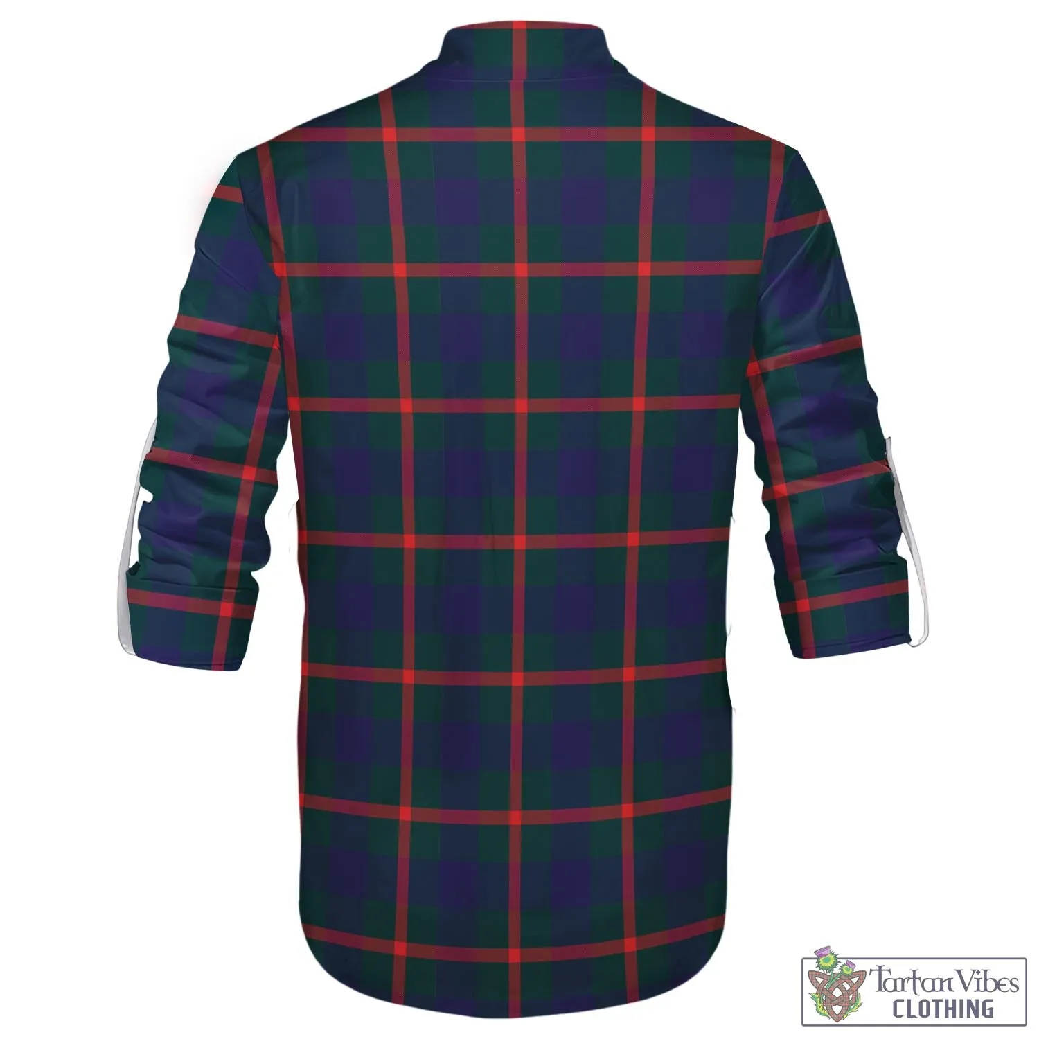 Agnew Tartan Men's Scottish Traditional Jacobite Ghillie Kilt Shirt with Family Crest