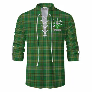 Aherne Irish Clan Tartan Ghillie Kilt Shirt with Coat of Arms