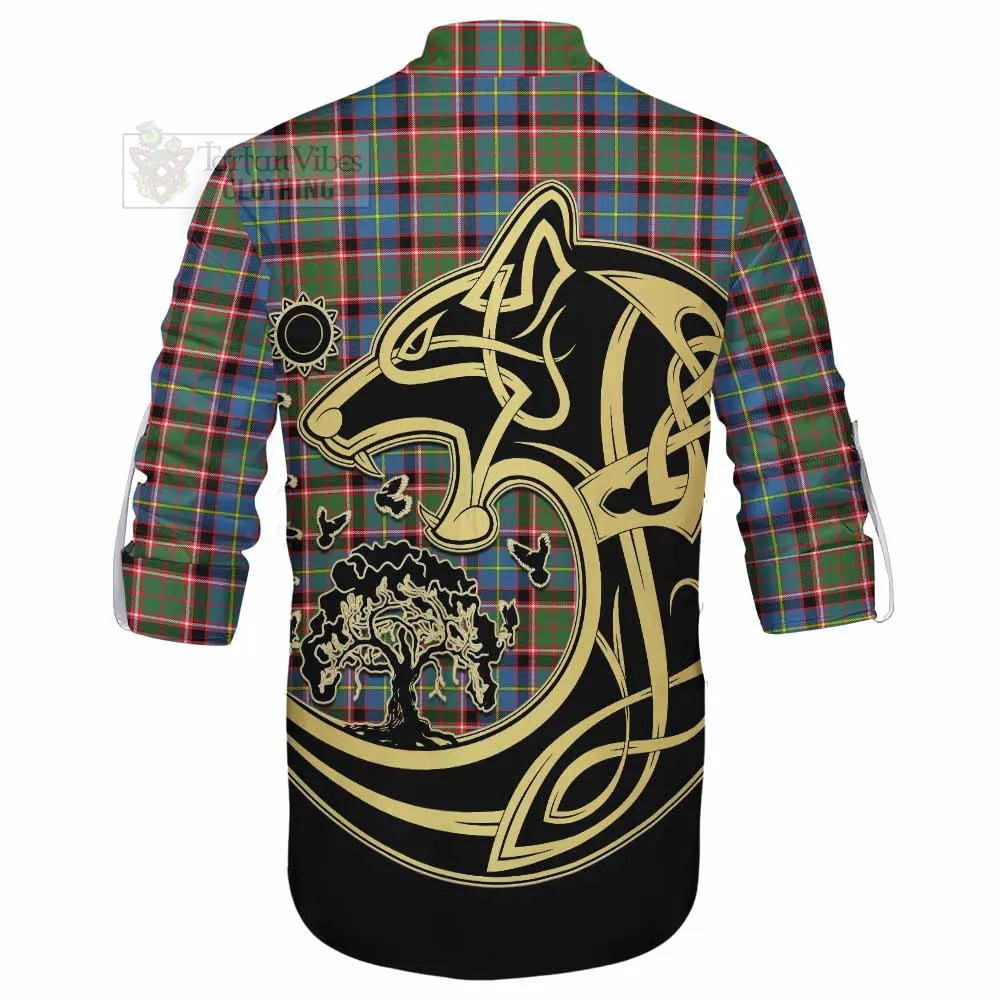 Aikenhead Tartan Ghillie Kilt Shirt with Family Crest Celtic Wolf Style