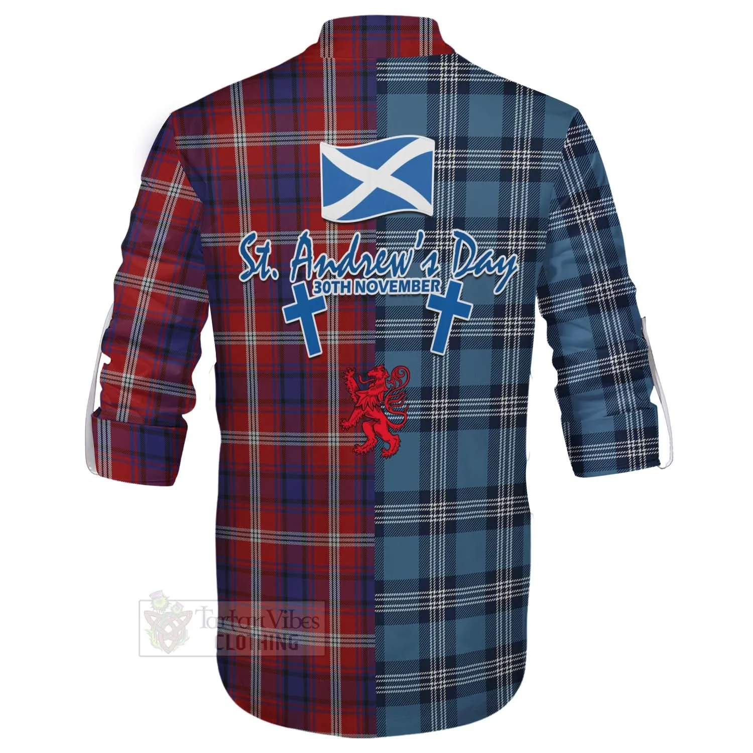 Ainslie Tartan Ghillie Kilt Shirt Happy St. Andrew's Day Half Tartan Style