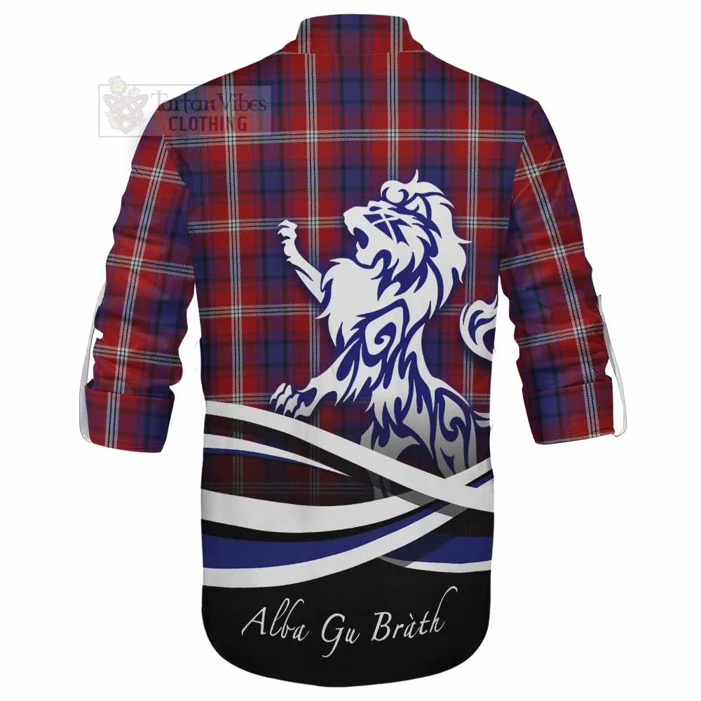 Ainslie Tartan Ghillie Kilt Shirt with Alba Gu Brath Regal Lion Emblem