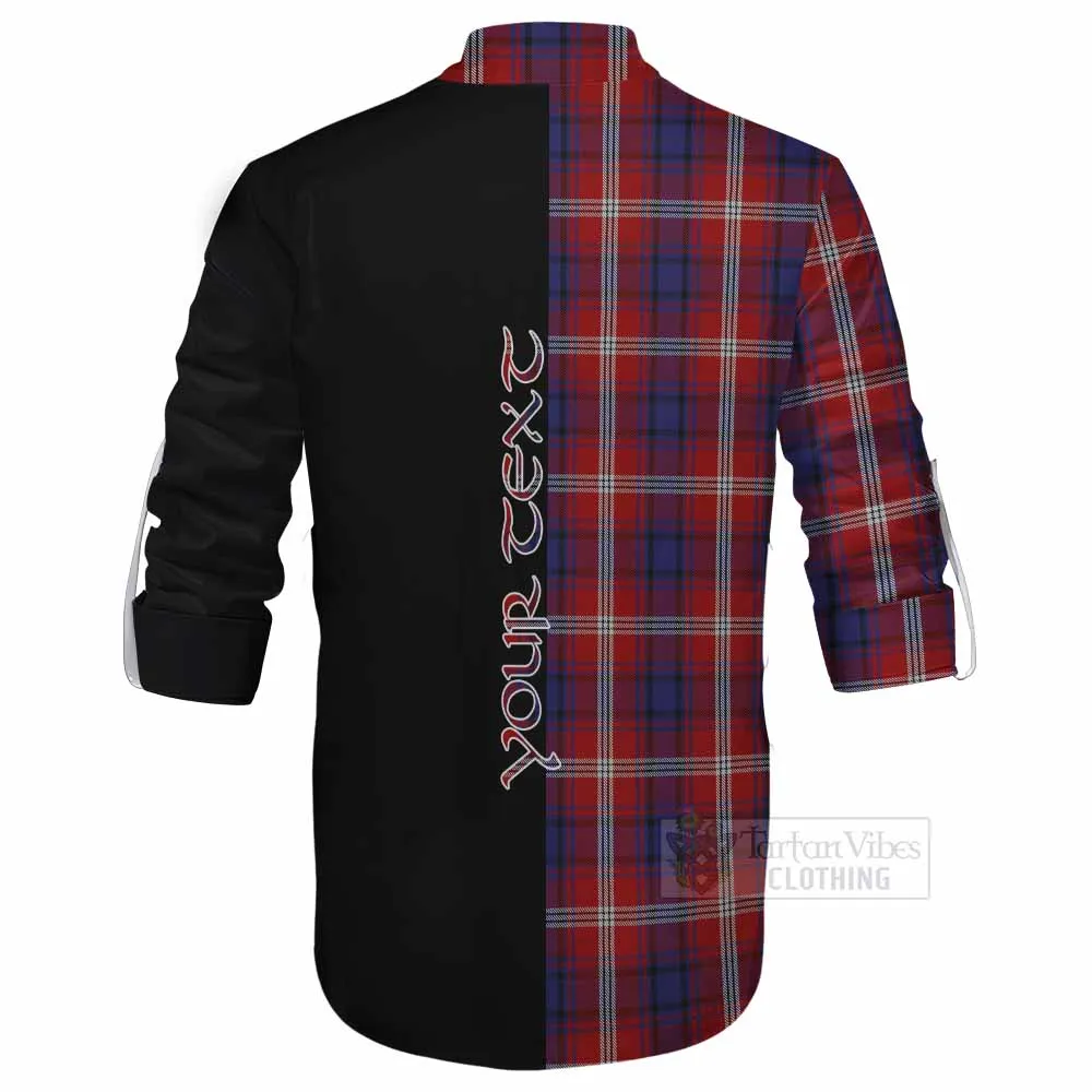 Ainslie Tartan Ghillie Kilt Shirt with Family Crest and Half Of Me Style
