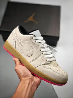 Air Jordan 1 Low White/White-Gym Yellow-Hyper Pink