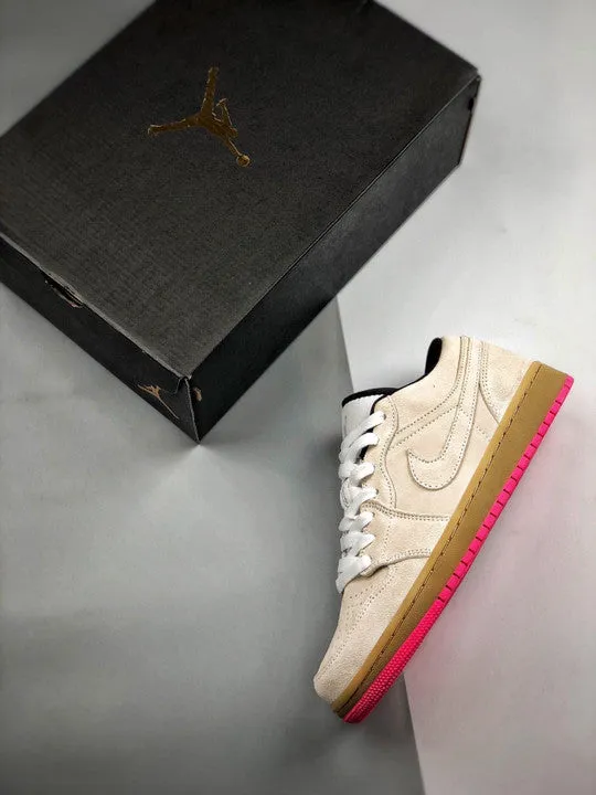 Air Jordan 1 Low White/White-Gym Yellow-Hyper Pink